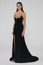 Load image into Gallery viewer, One-Shoulder Crepe Gown with Embellished Neckline
