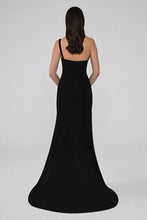 Load image into Gallery viewer, One-Shoulder Crepe Gown with Embellished Neckline
