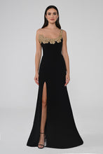 Load image into Gallery viewer, One-Shoulder Crepe Gown with Embellished Neckline
