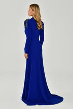 Load image into Gallery viewer, Long Sleeve Epaulette Deep V-Neck Crepe Long Dress
