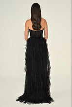 Load image into Gallery viewer, Strapless Sequin Corset Layered Tulle Maxi Dress
