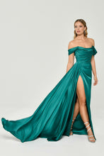 Load image into Gallery viewer, Low Shoulder Deep Slit Evening Dress
