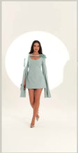 Load and play video in Gallery viewer, Cut-Out Neck Cape Sleeve Mini Dress
