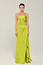 Load image into Gallery viewer, One Shoulder Satin Deep Slit Long Evening Dress
