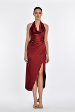 Load image into Gallery viewer, Halter Neck Satin Midi Evening Dress
