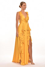 Load image into Gallery viewer, V Neck Double Slit Satin Long Evening Dress
