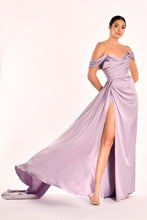 Load image into Gallery viewer, Low Shoulder Deep Slit Evening Dress
