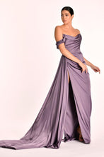 Load image into Gallery viewer, Low Shoulder Deep Slit Evening Dress
