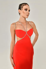 Load image into Gallery viewer, Sequin-Embellished Strapped Evening Dress
