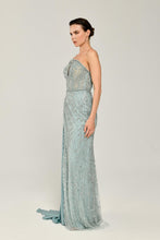 Load image into Gallery viewer, Strapless Embroidered Deep Slit Gown
