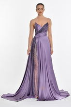 Load image into Gallery viewer, Satin Strapless Evening Gown
