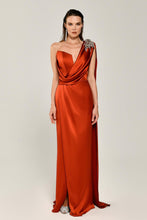 Load image into Gallery viewer, One Shoulder Satin Long Evening Dress
