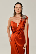 Load image into Gallery viewer, One Shoulder Satin Long Evening Dress

