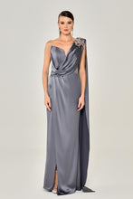 Load image into Gallery viewer, One Shoulder Satin Long Evening Dress
