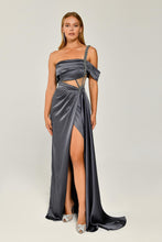 Load image into Gallery viewer, One Shoulder Strapped Deep Slit Evening Dress

