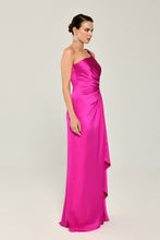 Load image into Gallery viewer, One Shoulder Satin Deep Slit Long Evening Dress
