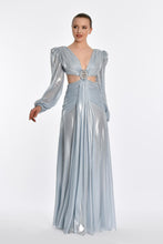 Load image into Gallery viewer, Long Sleeve Deep V Neck Chiffon Evening Dress
