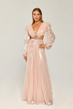 Load image into Gallery viewer, Long Sleeve Deep V Neck Chiffon Evening Dress
