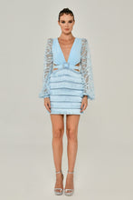 Load image into Gallery viewer, Long Sleeve Tesseled Short Party Dress
